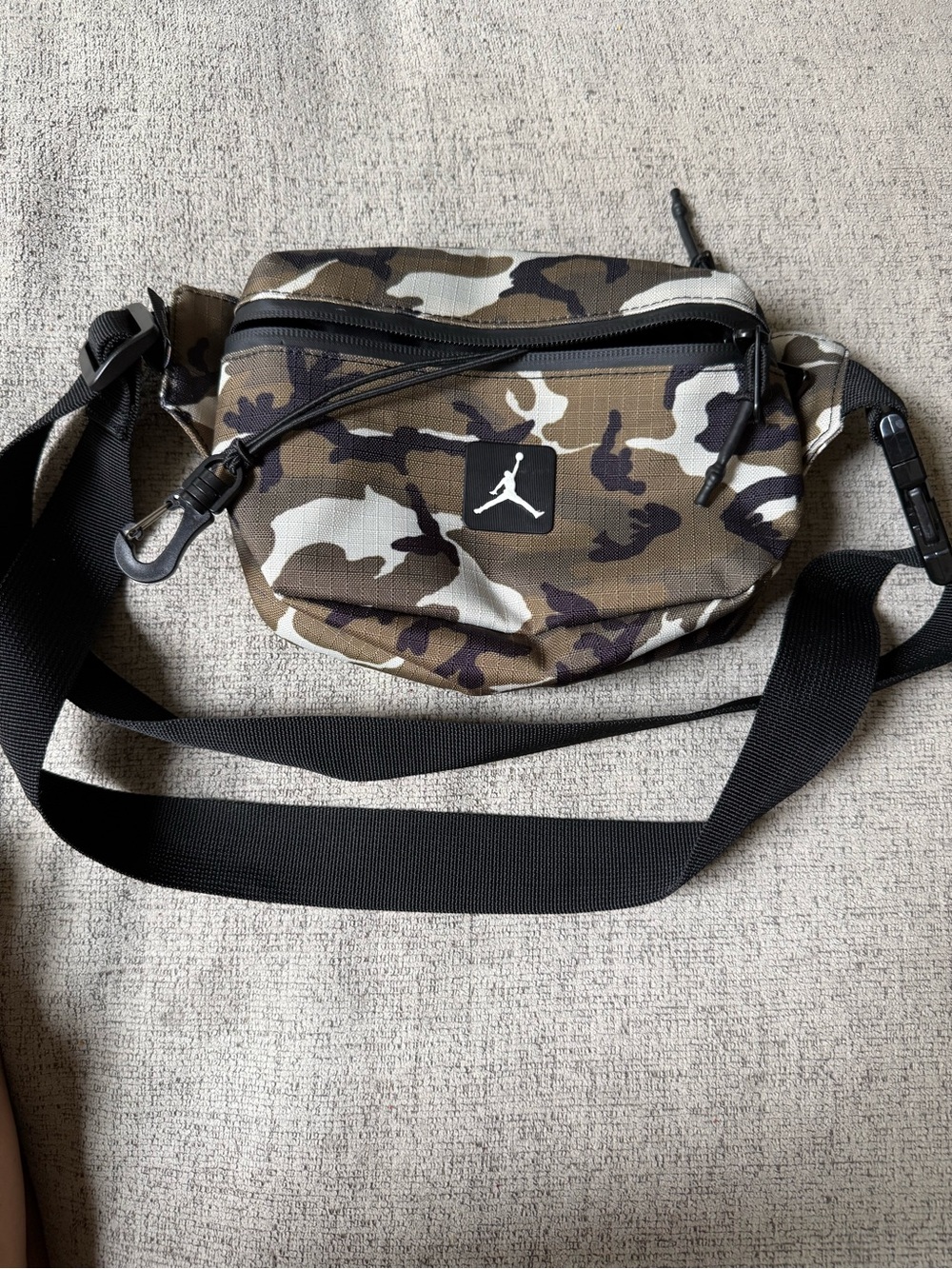 Jordan Olive Camo Belt Bag with Black Strap